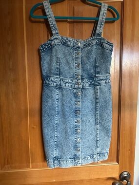 All Saints Light Blue Denim Button-Front Mini Dress